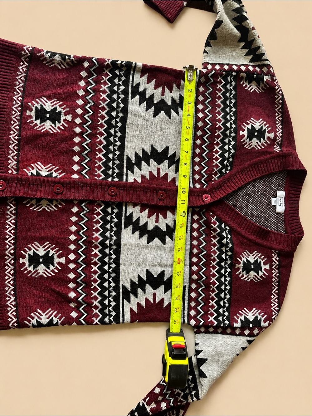 Myra bag- Southwestern Aztec knit button front cardigan - western boho style - Picture 8 of 8